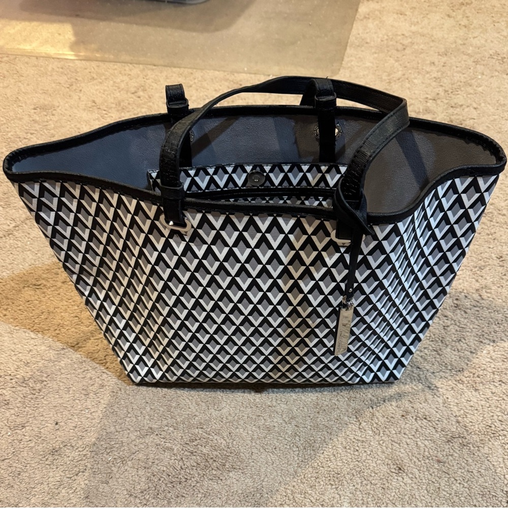 Vince Camuto Geometric Black and White Tote